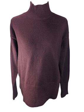 Banana Republic Factory Womens Turtleneck Sweater Plum Comfort Wool Blend Size M
